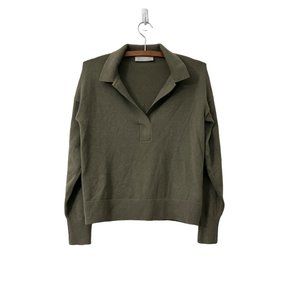Everlane Olive Green Cashmere Long Sleeve Polo Sweater Size XS